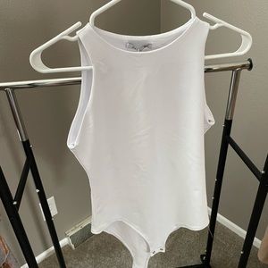 White Compression High Neck Sleeveless Bodysuit